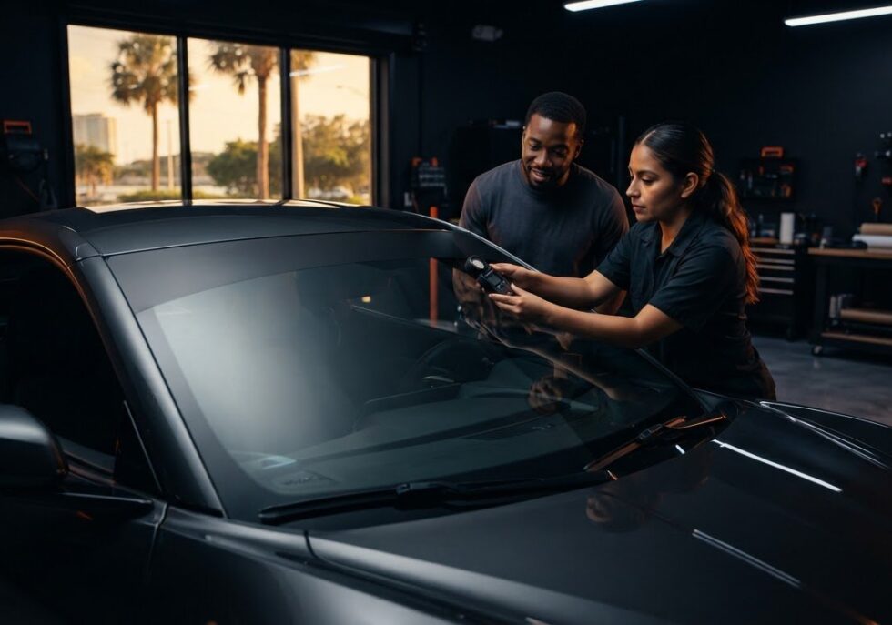 Legal tint level for a front windshield in Florida